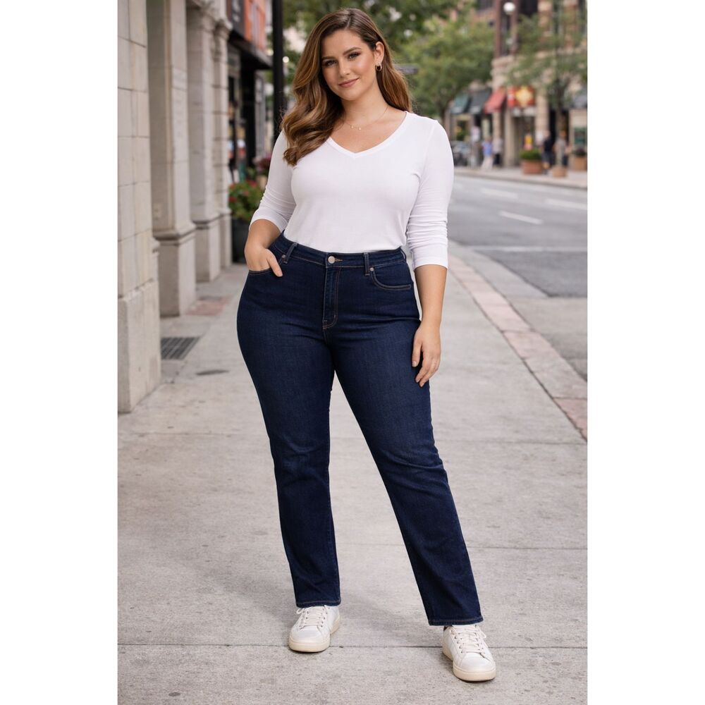 Gloria Vanderbilt Amanda Straight Leg Dark Wash Stretch Jeans Plus Size 24W